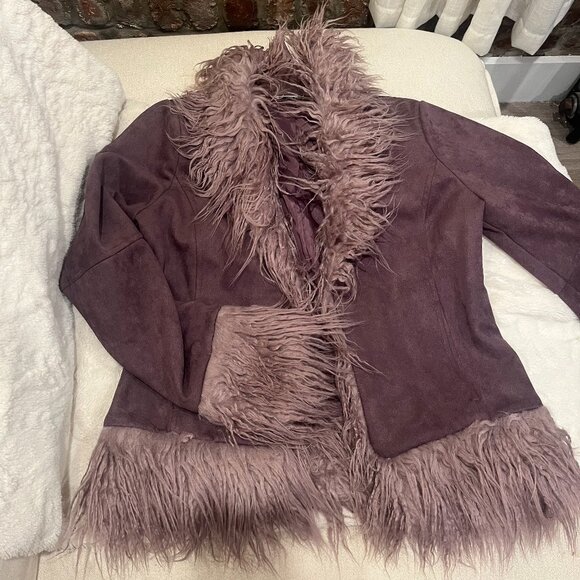 pinkyotto bacio purple faux fur trim jacket - s - Picture 2 of 2